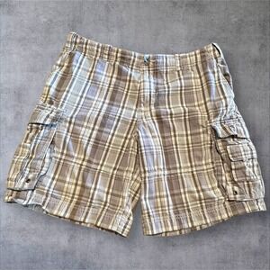 Eddie‎ Bauer Cargo Mens Plaid Outdoor Hike 100% Cotton Shorts 38-READ